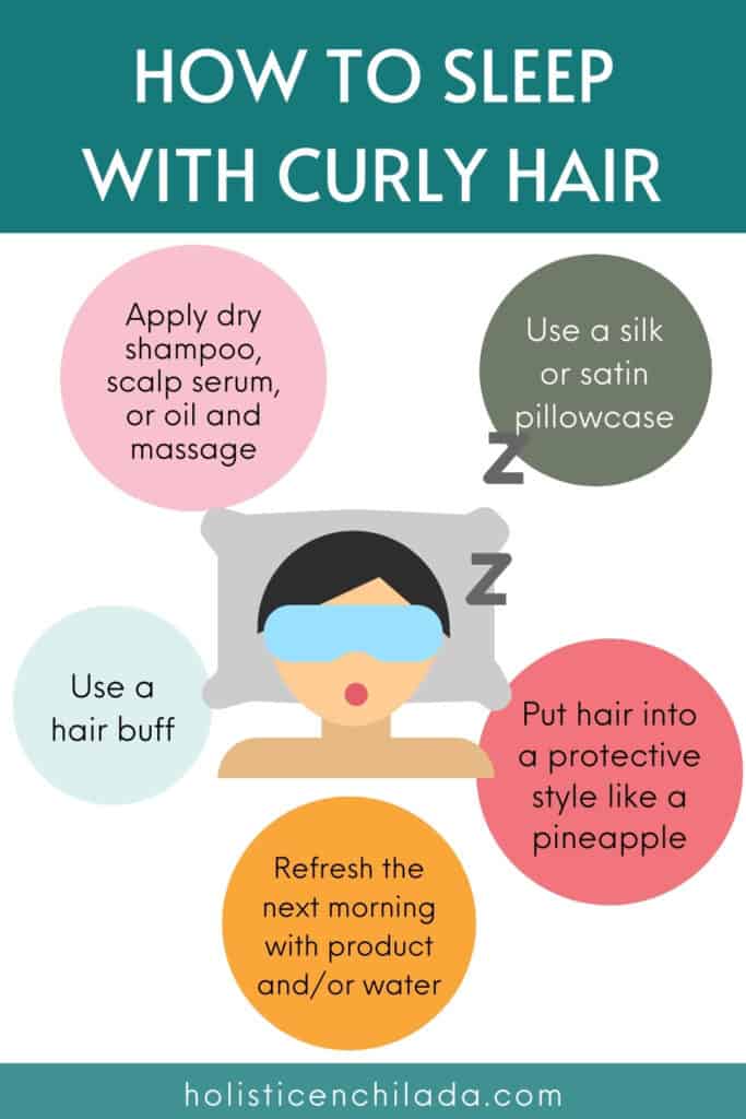 how to sleep with curly hair graphic with tips